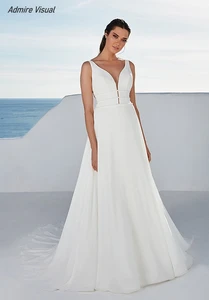 Wedding Dress A-Line Satin Elegant Sweetheart Neckline Sleeveless Backless Floor-Length With For Party Plus Sizes Bride Gown Wedding Dress A-Line Satin Elegant Sweetheart Neckline Sleeveless Backless Floor-Length With For Party Plus Sizes Bride Gown