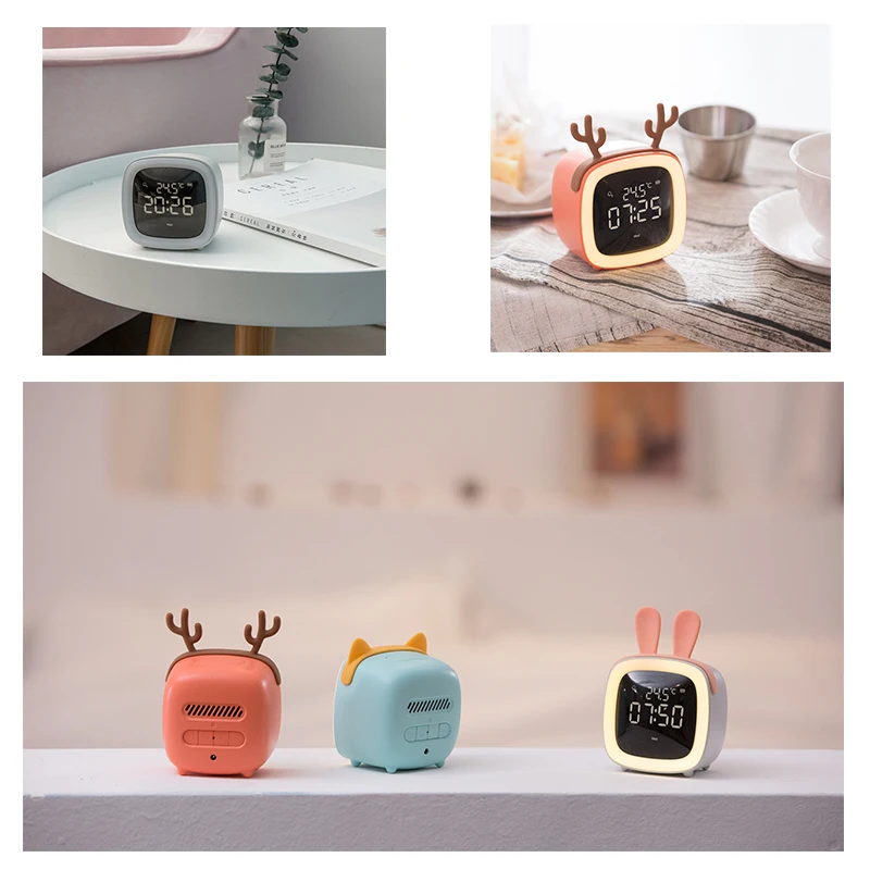 

Digital Alarm Clock Night Light Electronic Clock With Temperature Display For Children Desk Clock Rechargeable