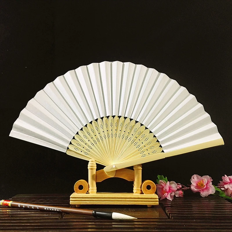 20 шт. бумажный ручной вентилятор из белого бамбука|Декоративные вееры| |