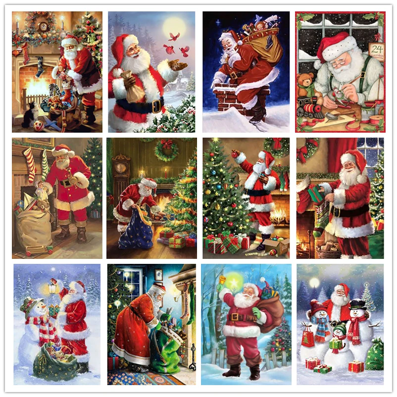 

5D DIY Diamond Painting Santa Christmas Winter Full Square/Round Rhinestone Embroidery Cross Stitch Home Decor Wall Art
