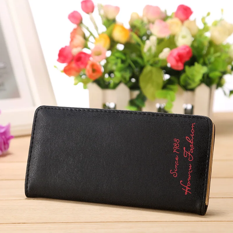 

Fashion Women's Mid-Length Wallet Matte Letter Pattern Solid Color PU Leather Coin Purse For Storage Passport Cover Card Holder