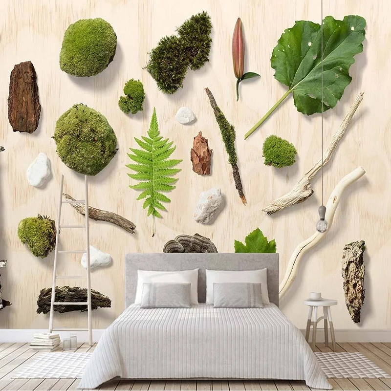 

Custom Mural Small Fresh Green Leaf Plant Wallpaper For Walls 3D Living Room Bedroom TV Background Home Decor Papel De Parede 3D