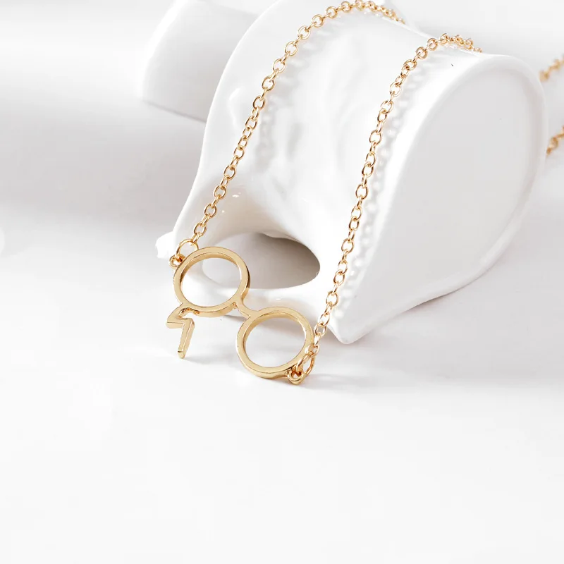 Ожерелье с подвеской очки кастрюли гекс Молния Шрам Длинная цепочка в