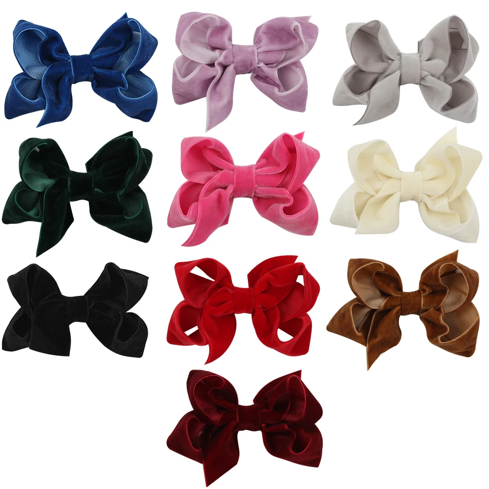 aliexpress.com - ncmama 4.5” Velvet Hair Clips for Girl Kids Baby Solid Color Hairbows Handmade Headwear Hairpins Fashion Hair Accessories