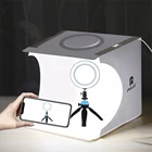 Набор осветительных приборов 9 дюймов для световой комнаты, световая палатка с регулируемой яркостью, светодиодная кольцевая лампа s с 6 цветными фонами, мини-софтбокс для фотосъемки