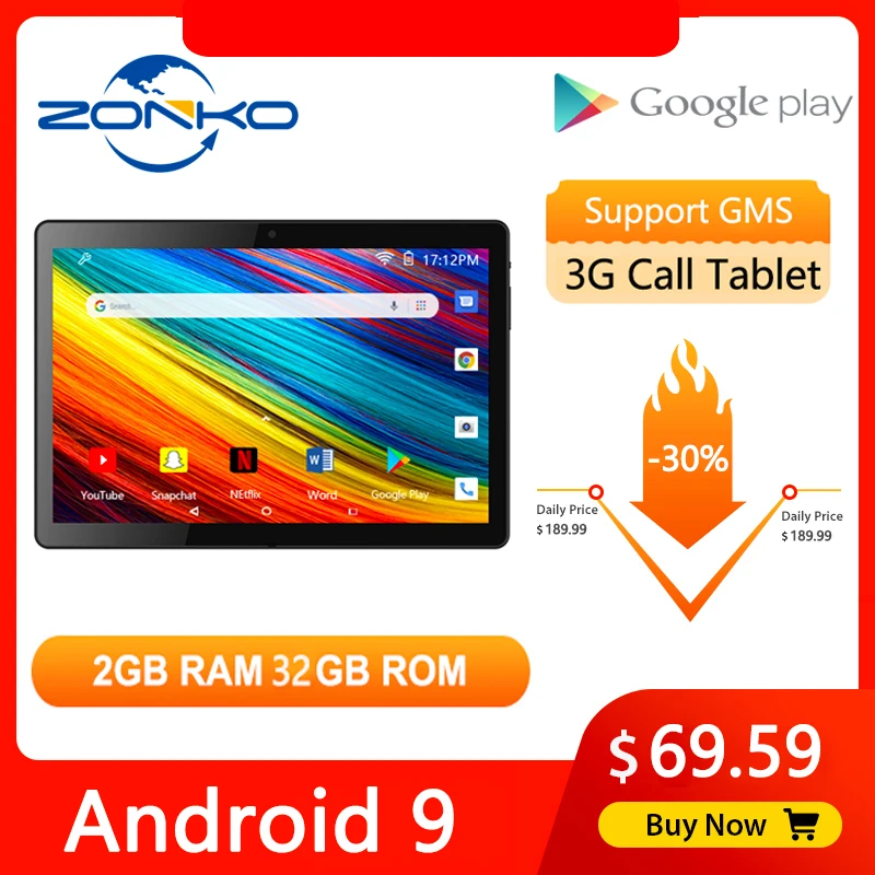 10 дюймовый планшет ZONKO Android телефонные звонки планшетный ПК 3G сетевые планшеты Wi Fi