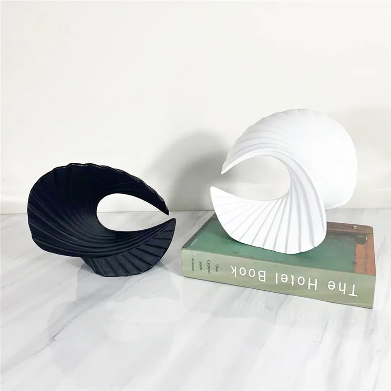 

Modern simple wave shape geometric resin ornaments model house sales office study soft ornaments