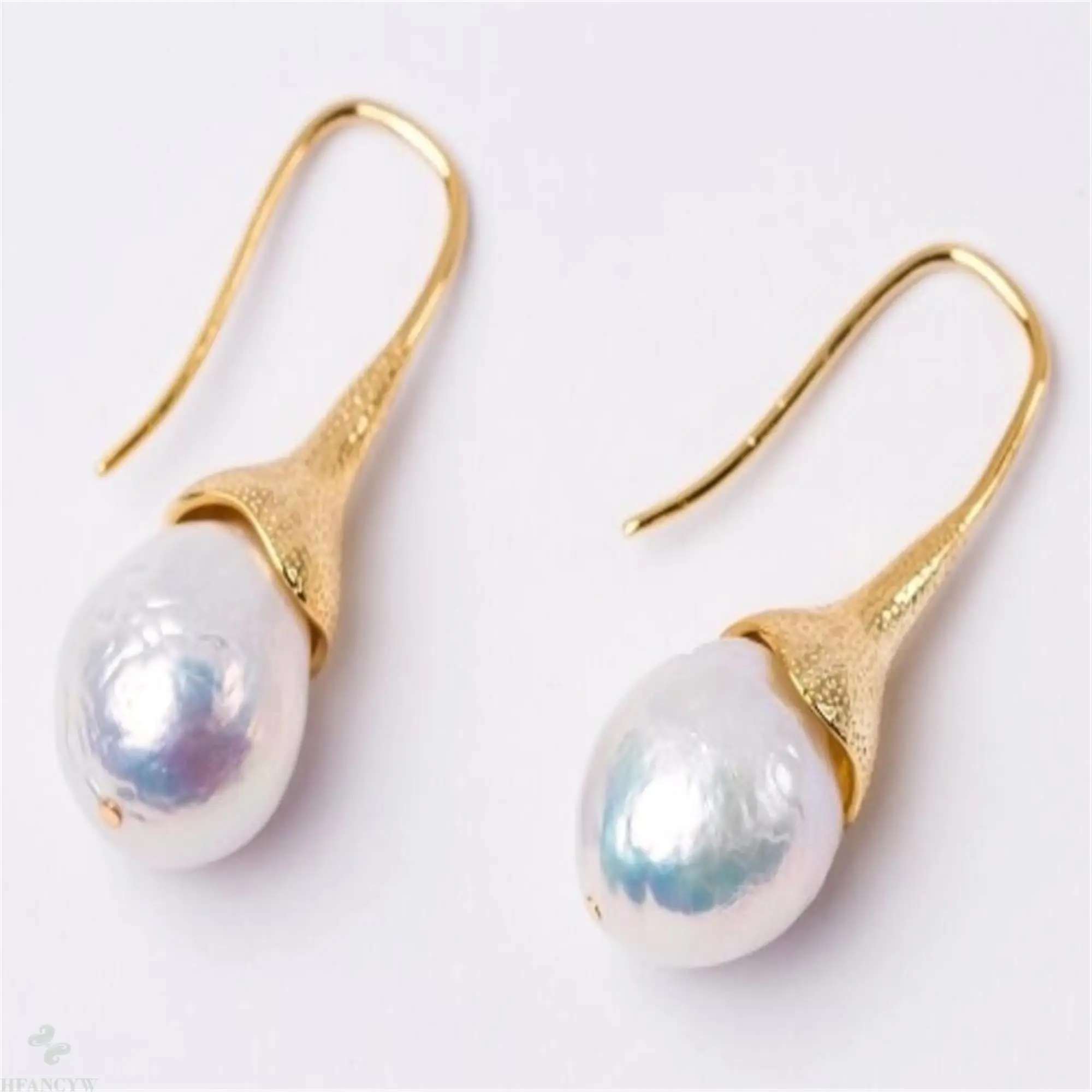 12-13 мм белые серьги с барочным жемчугом золотые Висячие модные Необычные