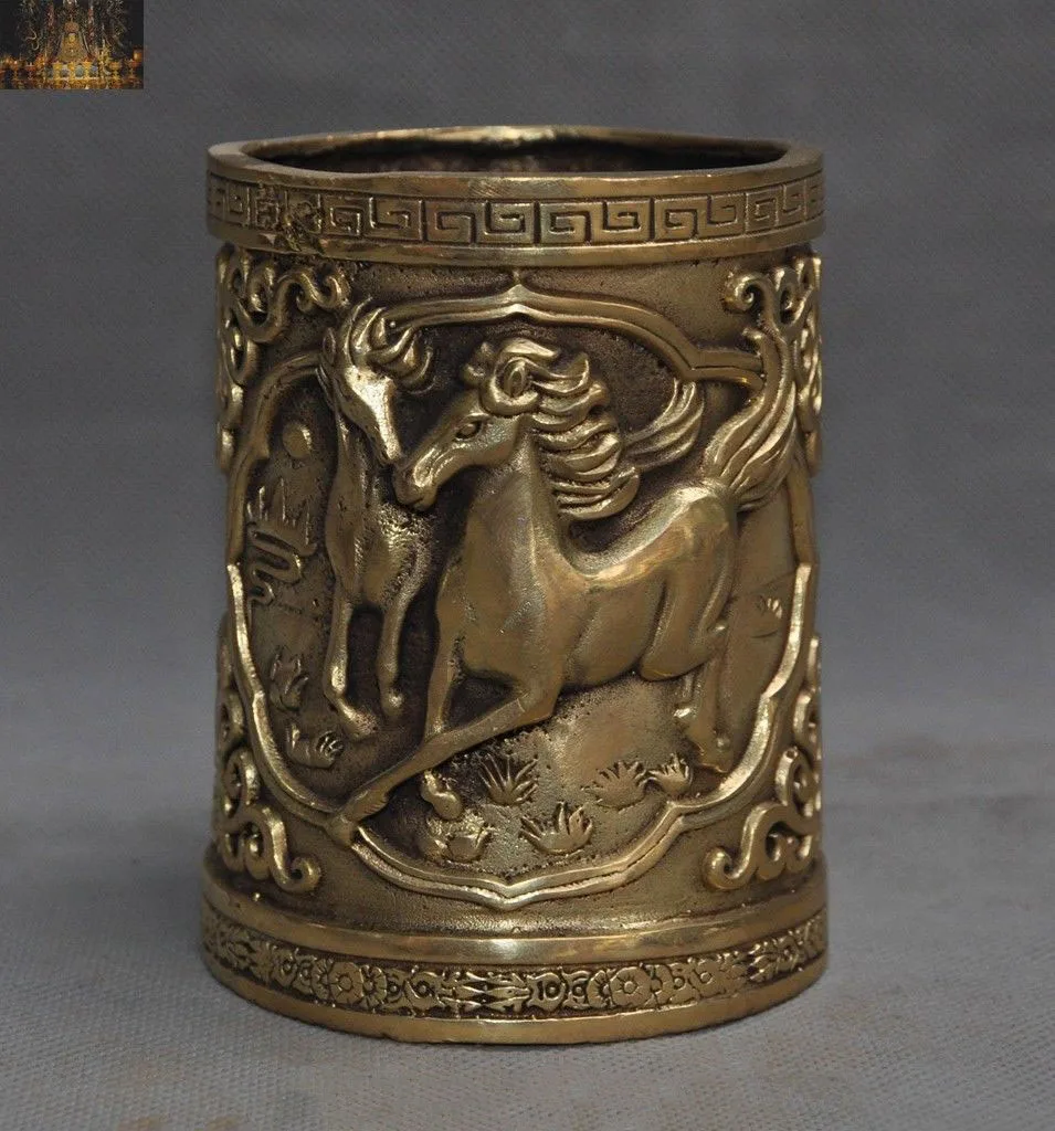 Свадебные украшения китайский латунный по феншуй медный Дракон Лошадь статуя