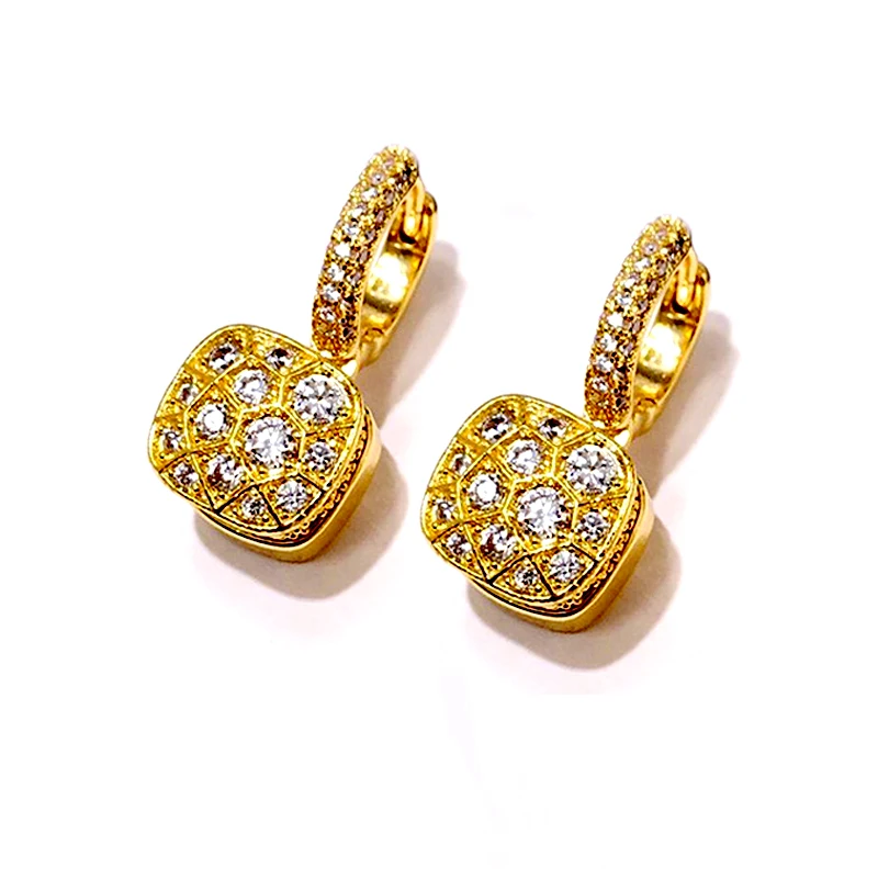 

Fashion Vacuum Gold Plated Honeycomb Water Pendant 7 Colors Blue Black Green Purple Crystal Drop Earrings For Women Jewelry