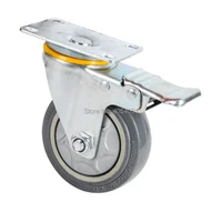 one piece 5inch caster solid rubber tire trolley wheel bearing caster universal muted wheel cart medical bed wheel with brake
