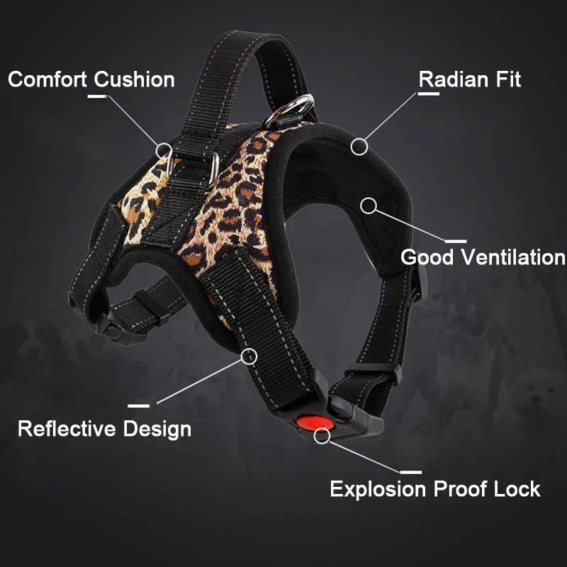 

New Pets Dog Harness Vest Reflective Tape Breathable Mesh Pet Dogs Leash Harness Accessories uacr Collars Harnesses Leads New