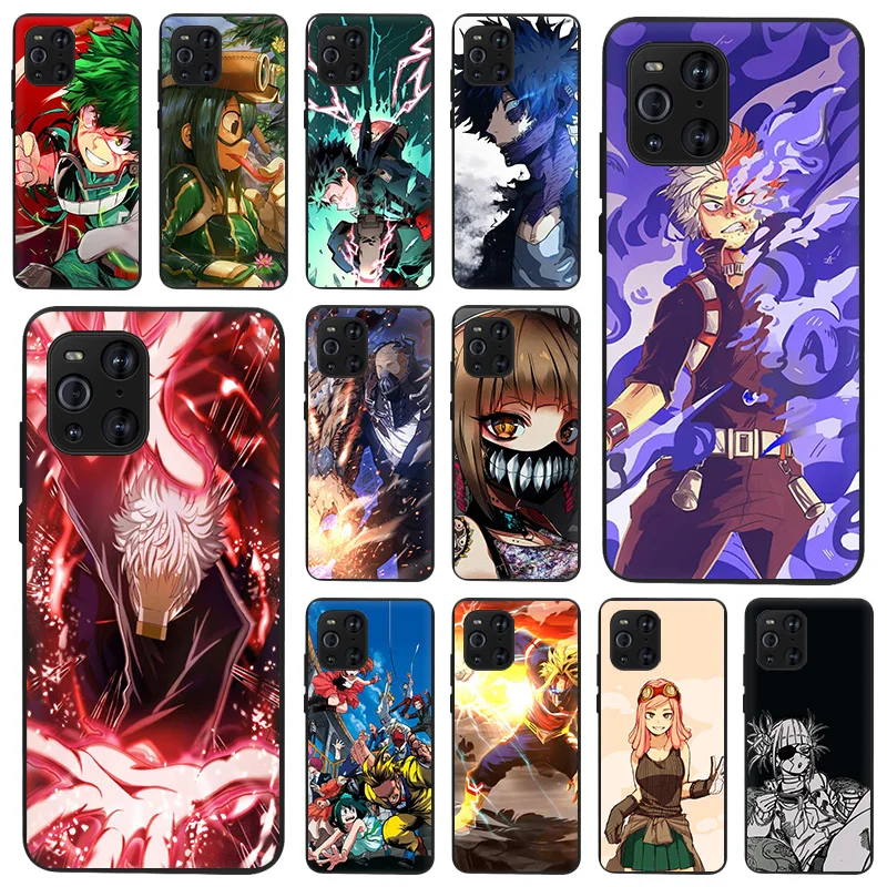 

Black Soft Phone Case For OPPO Reno 6 4 3 Pro A95 K9 A74 A94 A93 A55 5G A7 A53 A52 A9 Ace F11 Find X2 My Hero Academia Cover