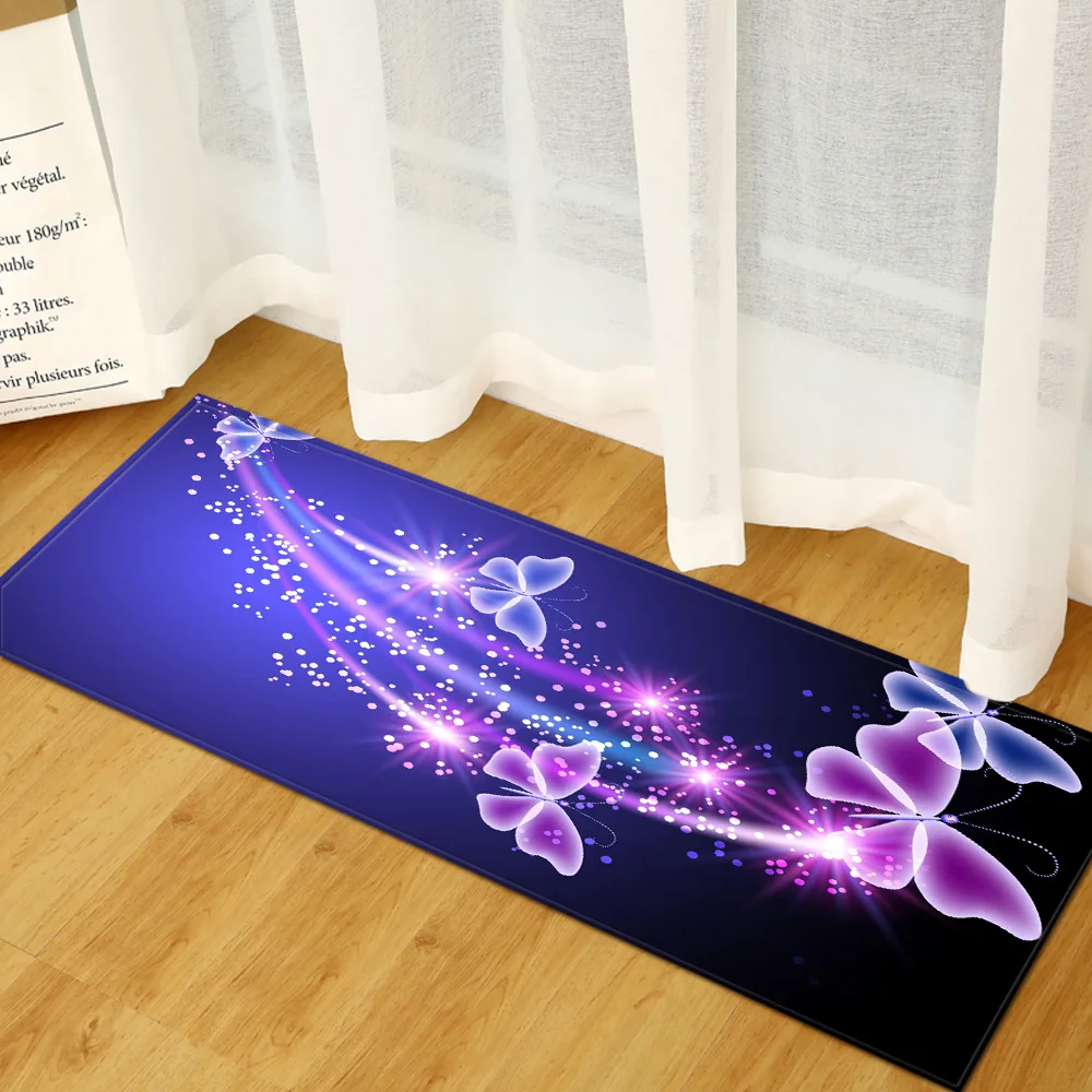 

Kitchen Carpet Home Bedroom Entrance Doormat Hallway Balcony Floor Mat Butterfly Pattern Bathroom Non-Slip Water Absorption Rugs