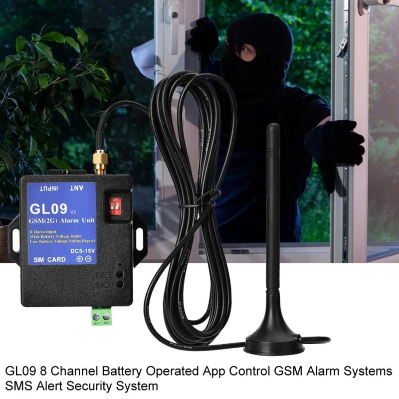 

GL09 8 Channel Battery Operated App Control GSM Alarm Systems SMS Alert Security System 2019