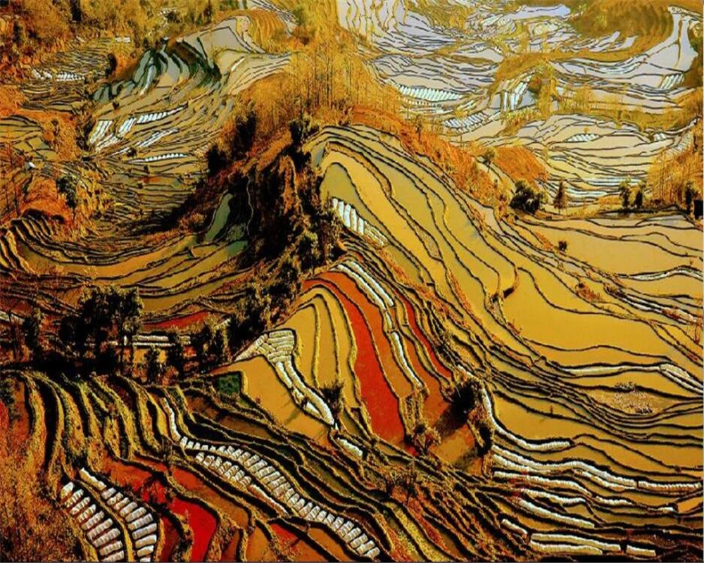 Пользовательские обои 3d террасный пейзаж картина маслом фон для отеля стены