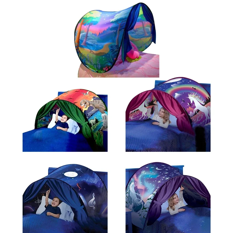 Bed Foldable Starry Sky Dream Tent With Light Storage Pocket Children Sleeping Mattress | Дом и сад