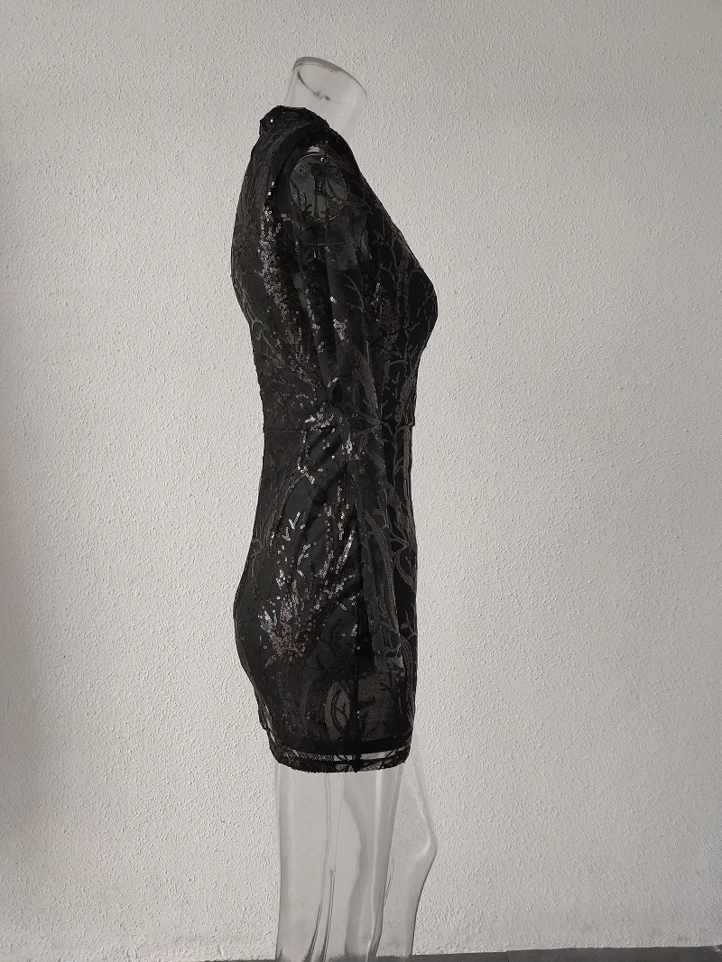 Женское платье с блестками Tosheiny однотонное элегантное мини-платье высоким