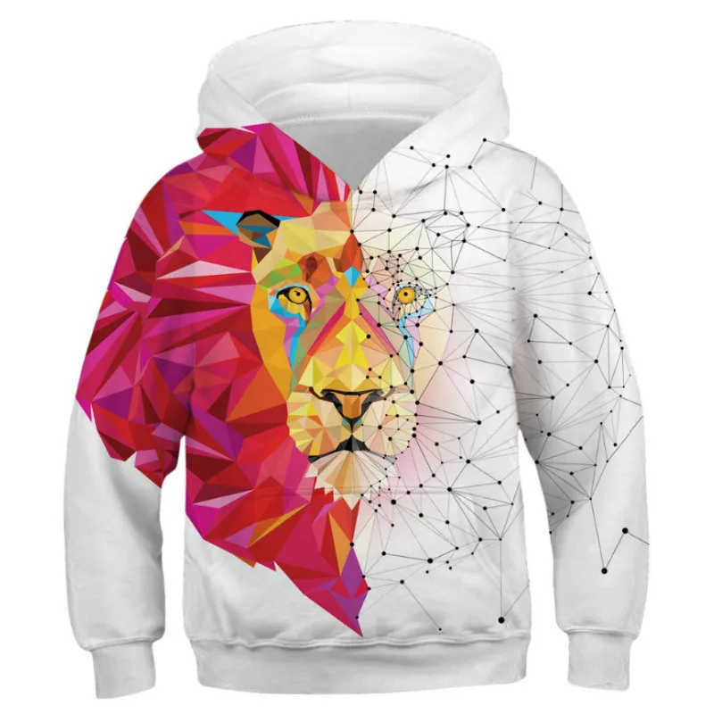 Толстовки с капюшоном для мальчиков и девочек 3D принтом волка Модная детская