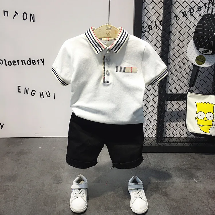 Детская Хлопковая футболка B детский топ для мальчиков и девочек клетчатая в