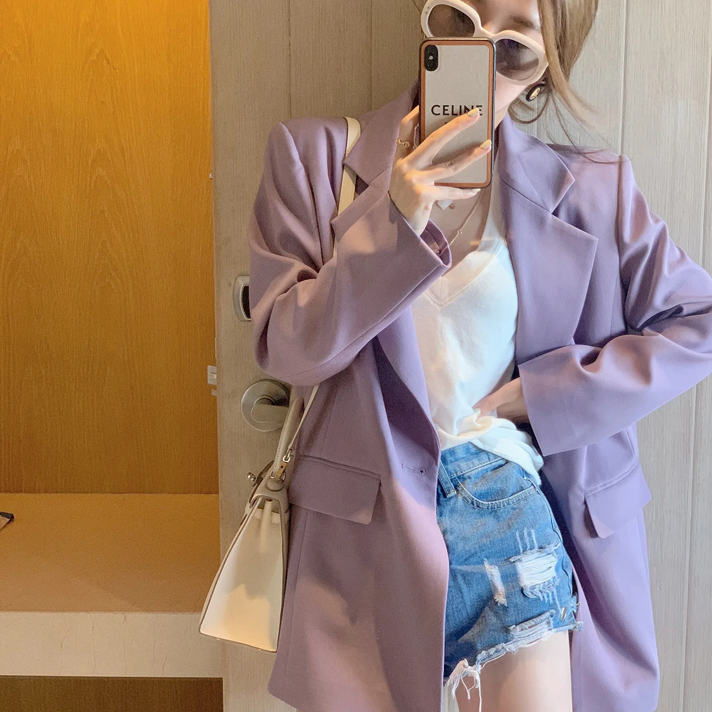 

2021 office suits for women plaid suit women fashion cardigan jacket casual Black za white blazer women