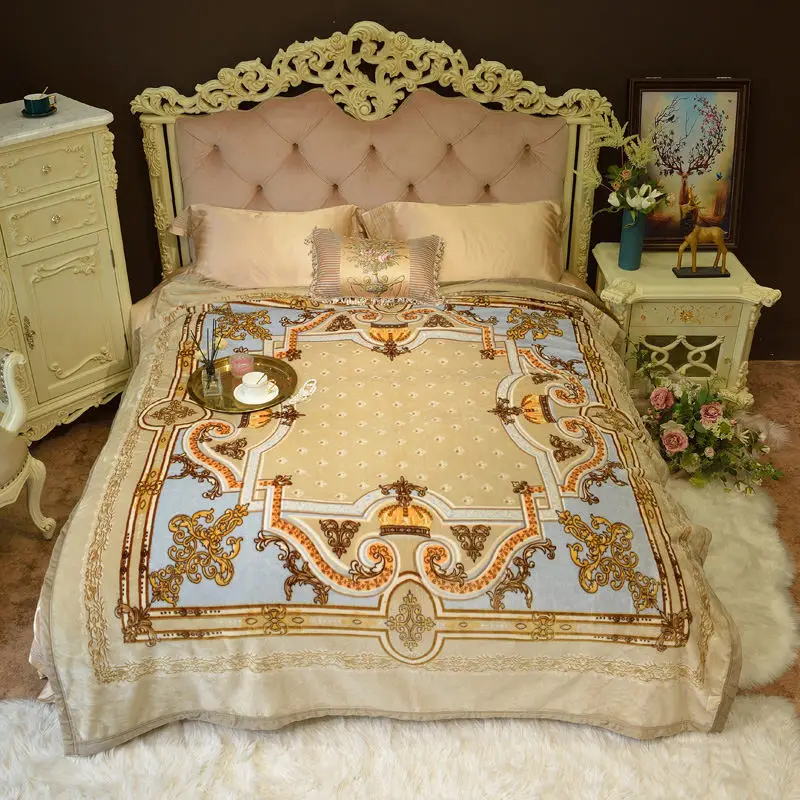 Color 1 Camel европейский барокко легкое Облачное одеяло 200*230 см супер мягкое всесезонное для уютного дивана кровати плед тонкое одеяло - Цвет: Color 1