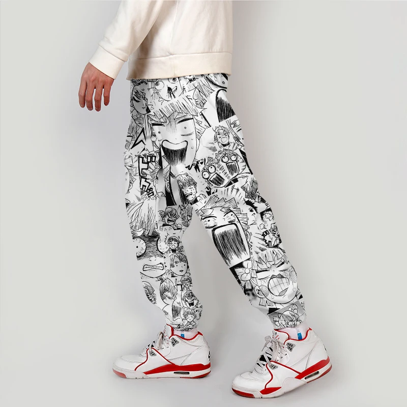 

2020 3D Anime Japanese Cargo Pants Harajuku Streetwear Demon Slayer Kimetsu no Yaiba Stretch Waist Harem Hip Hop Jogging Pants