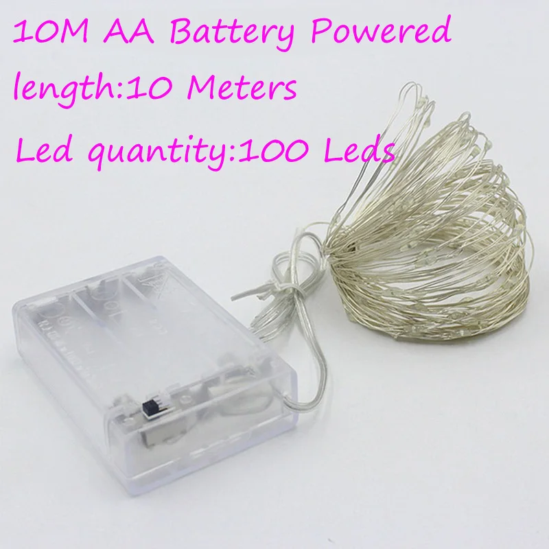10M100led AA Battery 6 м/11 м/21 м/31 м светодиодный уличный солнечный светильник светодиодный s струнные огни сказочная Праздничная Рождественская вечеринка гирлянда Солнечный сад водонепроницаемый свет - Испускаемый цвет: 10M100led AA Battery