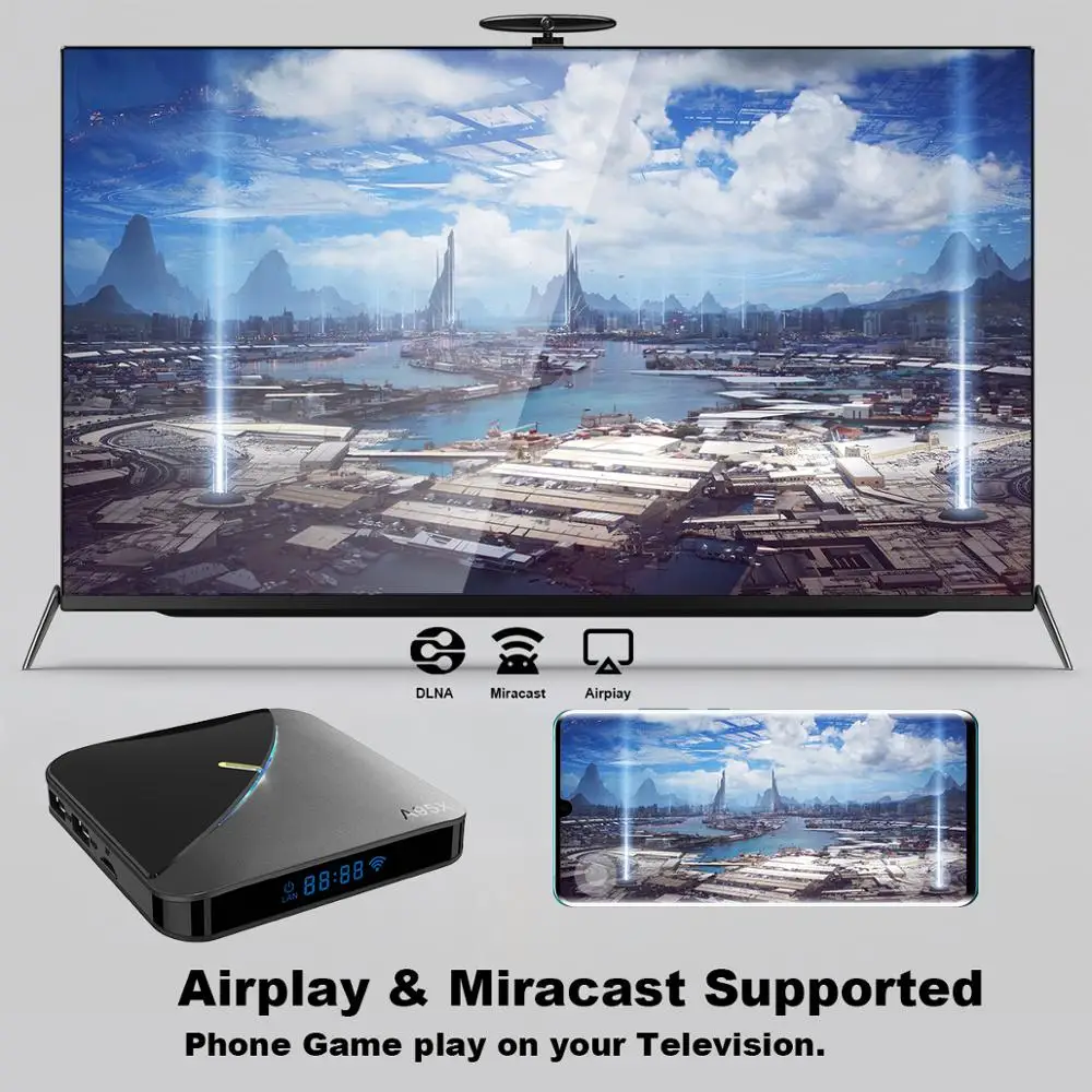 A95X F3 Android 9 0 ТВ Box RGB светодиодный светильник коробка 4 Гб 64 оперативной памяти 32