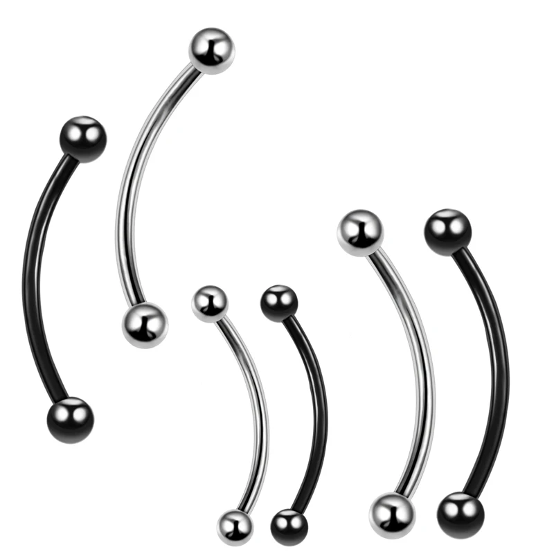 2 шт 16G из нержавеющей стали глаза язык изогнутый Пирсинг Штанга гантельного типа