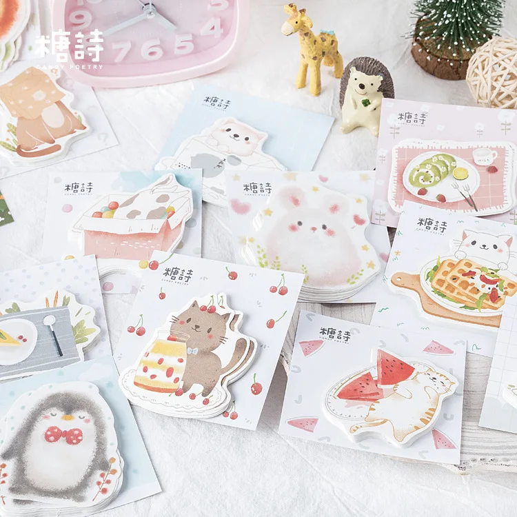

Kawaii Канцелярские товары Кот и кролик Памятка для девочек ежедневно DIY клейкий блокнот для заметок Escolar Papelaria корейские школьные принадлежно...