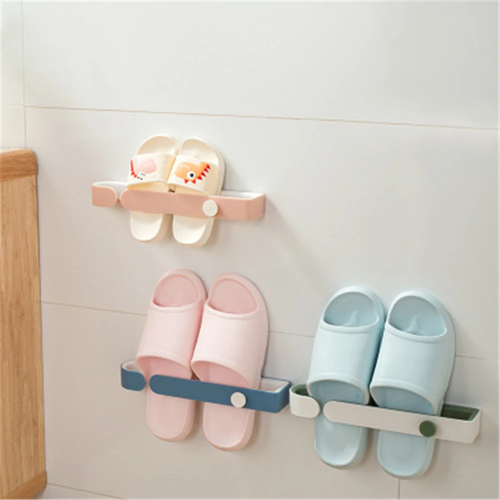 

Настенная полка для тапочек, вешалка для обуви без отверстий для ванной комнаты, вешалка для полотенец, многофункциональный ежедневный Орг...