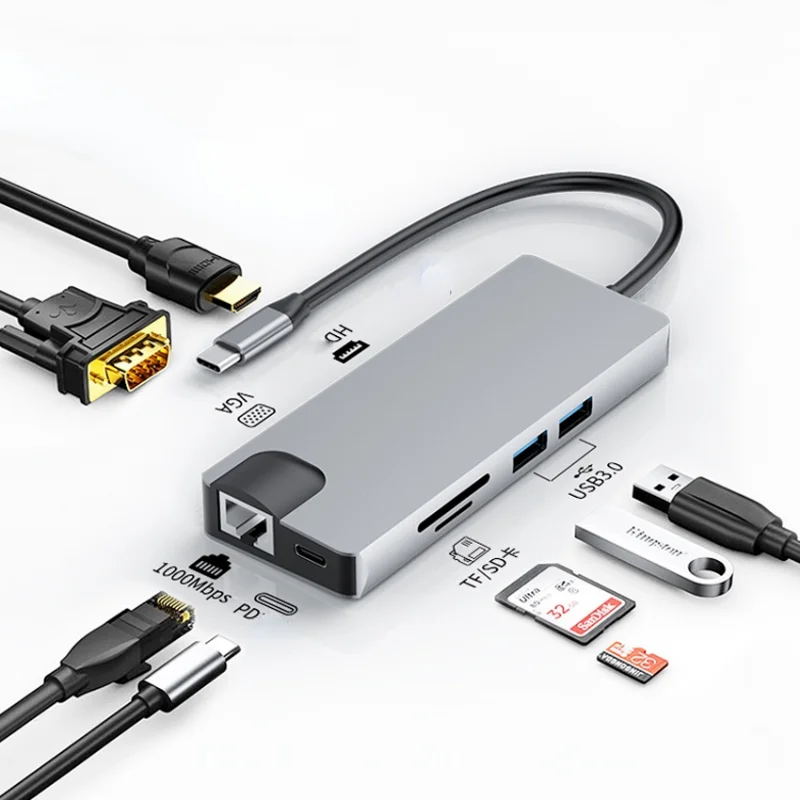 

Basix USB C HUB To USB 3.0 Thunderbolt 3 Hub HDMI-Compatible RJ45 Adapter for MacBook Pro Samsung Galaxy S10 S20 USB C HUB