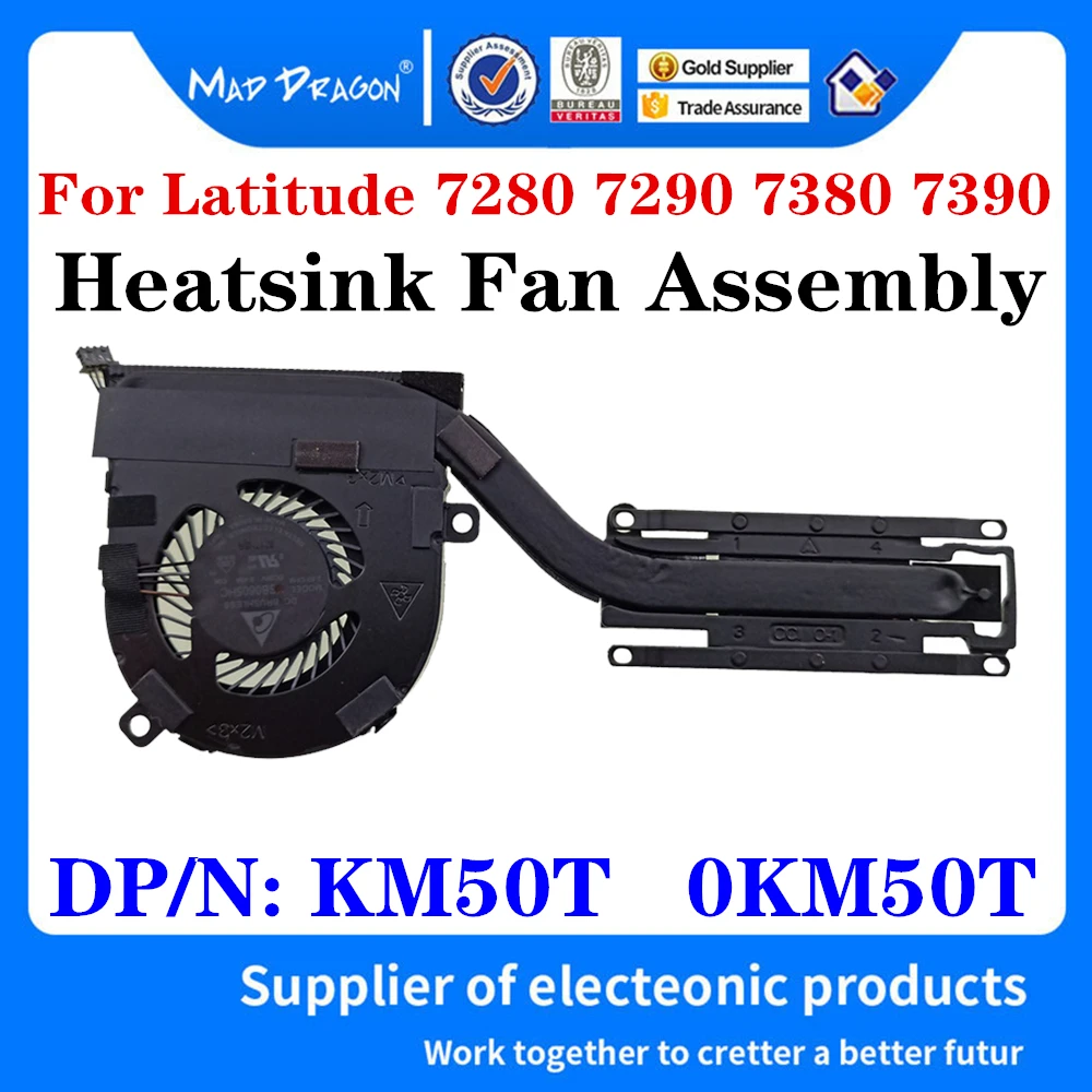 

New original laptop CPU Heatsink Fan Assembly For Dell Latitude 7280 7290 7380 7390 heat sink FAN KM50T 0KM50T AT1S5002ZAL