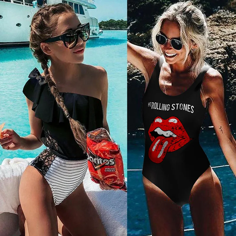 

One Piece Swimsuit 2021 Sexy Cross Back Swimwear Women Swimsuit Vintage Retro Bathing Suits Beach Wear Swim Print Monokini S-XL