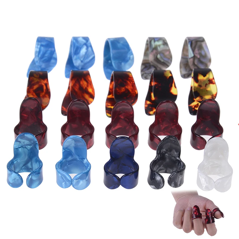 

10pcs HOT!Steel Finger Thumb/Index Guitar Picks Mediator Thumbpick Celluloid Fingerpicks Shell Plectrum Guitar Accessories