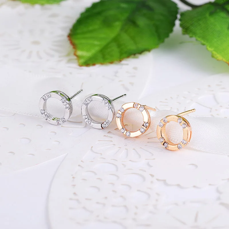 Женские серьги гвоздики MAIKALE простые круглые золотого и серебряного цвета