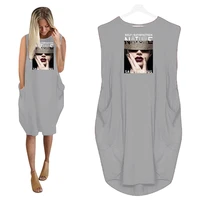 art girl print vest dress women letter sexy o neck dresses casual robes femme cotton summer vestidos streetwear party outfit