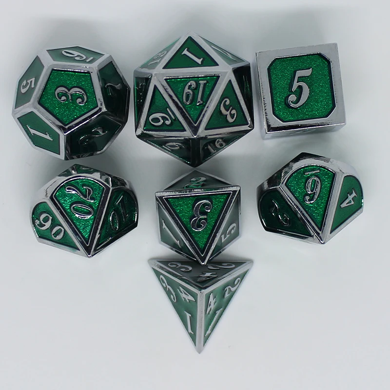 7 шт./компл. набор металлических игральных костей D &amp с бархатным мешочком D20 D12 D10 %