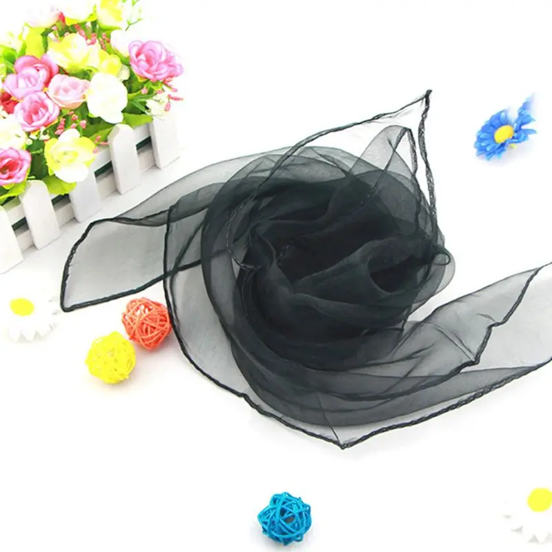 

70x70CM Women Chiffon Square Neck Scarf Sweet Solid Candy Color Lady Ribbon Handkerchief Dancing Vintage Head Wraps 11 Colors
