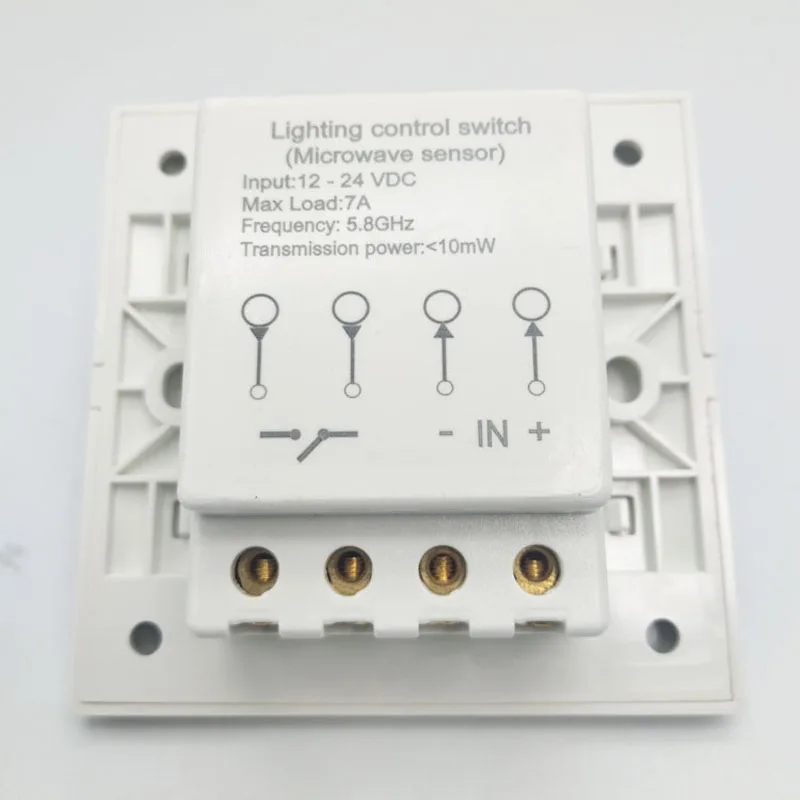 86*86 DC 12V-24V 5.8GHz Microwave Radar Sensor Body Motion HF Detector Light Switch Dry contact output