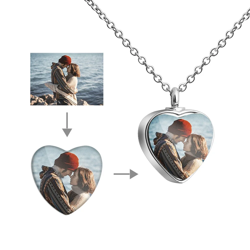

New DIY Personalized Custom Photo Memory Acrylic Transparent Color Printing Cinerary Casket Necklace Female Pendant
