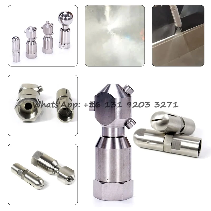360 Degree Rotating Container Washing Spray Nozzle, 1/2" 3/4" Female Sanitary Rotary Cleaning Connector for Tank Cleaning