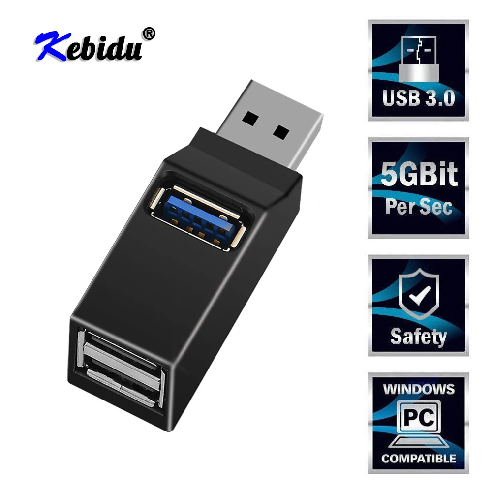 Kebidu мини 3 порта USB 0 разветвитель концентратор высокоскоростной передачи данных