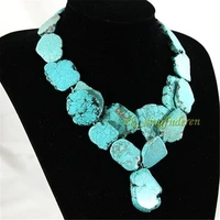 huge turquoise necklace irregular stone bib cluster double deck fashion flawless aurora chic cultured diy gift