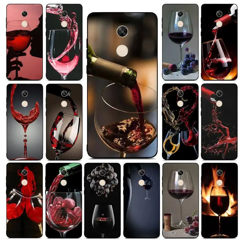 

FHNBLJ Red Wine Phone Case for Redmi Note 8 7 9 4 6 pro max T X 5A 3 10 lite pro