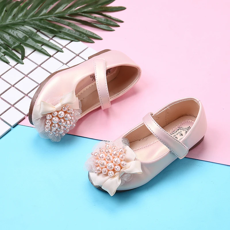 Детская обувь 2019 детская кожаная для маленьких девочек Обувь с Стразы бусины на