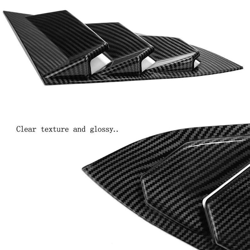 

Rear Side Window Louvers Air Vent Cover for 2016-2019 Honda Civic & Rear Window Triangular Carbon Fiber with Red Line