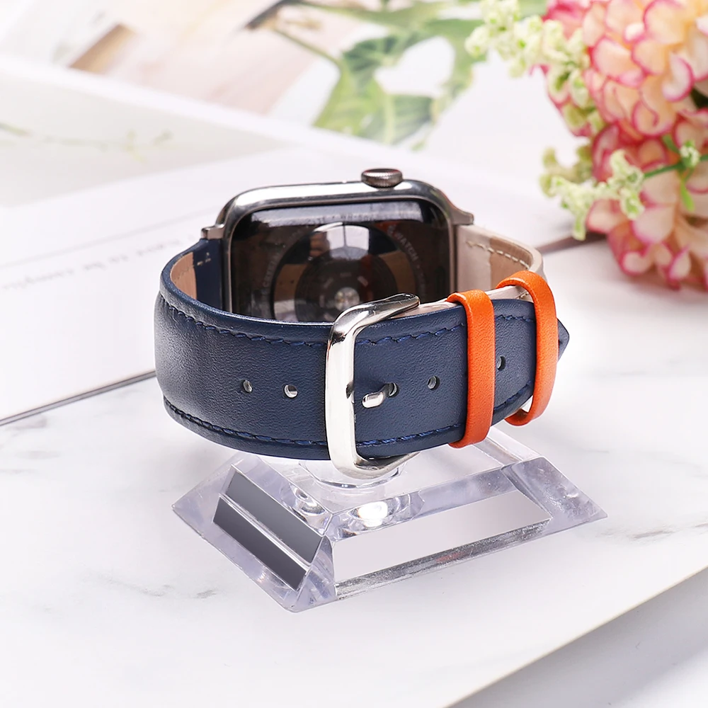 Ремешок кожаный для Apple Watch 6/5/4/3/2/1 38 мм 40 42 44 спортивный браслет Iwatch Series