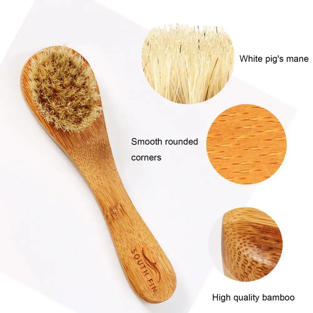 

Face Cleaning Brush Handheld Wooden Face Wash Brushes Burr-free Glowing Skin Boar Bristles Skin Care Tool for Beauty